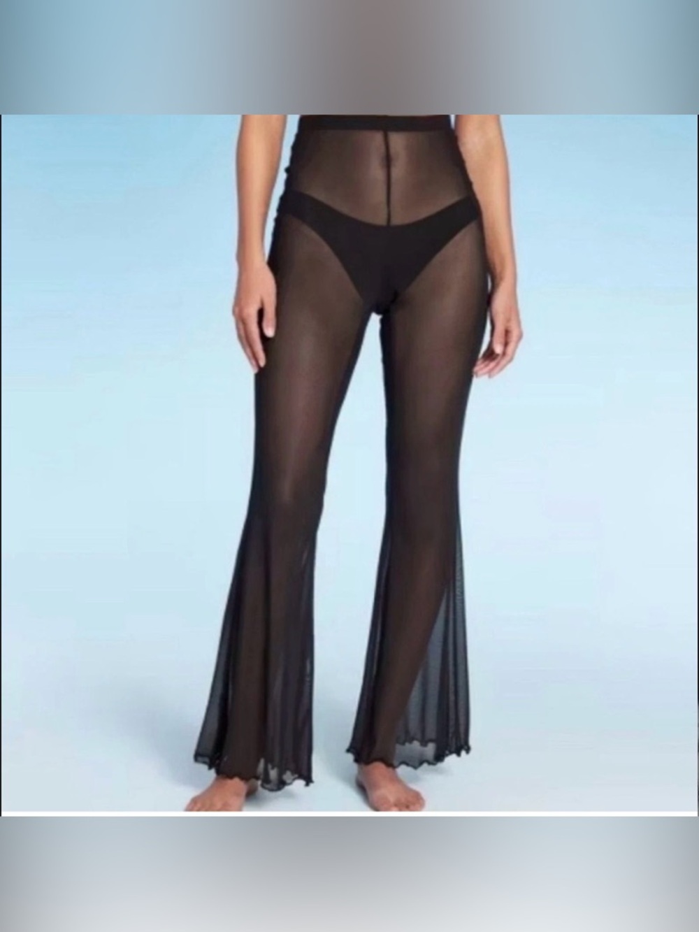 NWT Wild Fable Women's Mesh High-Waist Flare Cover-Up Pants Black XS Swim summer